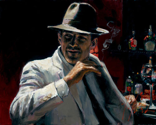 Man at red bar